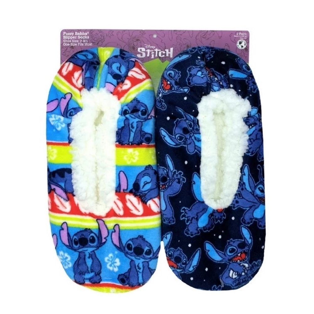🆕 Disney Lilo & Stitch Women's Slipper Socks, 2-Pack Shoe Size: 7 - 9 1/2